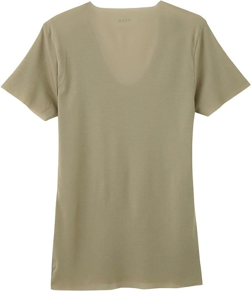 SEEKシーク 【プレミアムライン完全無縫製】U ネックTシャツ ベージュL2枚 SEEKシーク 【プレミアムライン完全無縫製】U ネックTシャツ